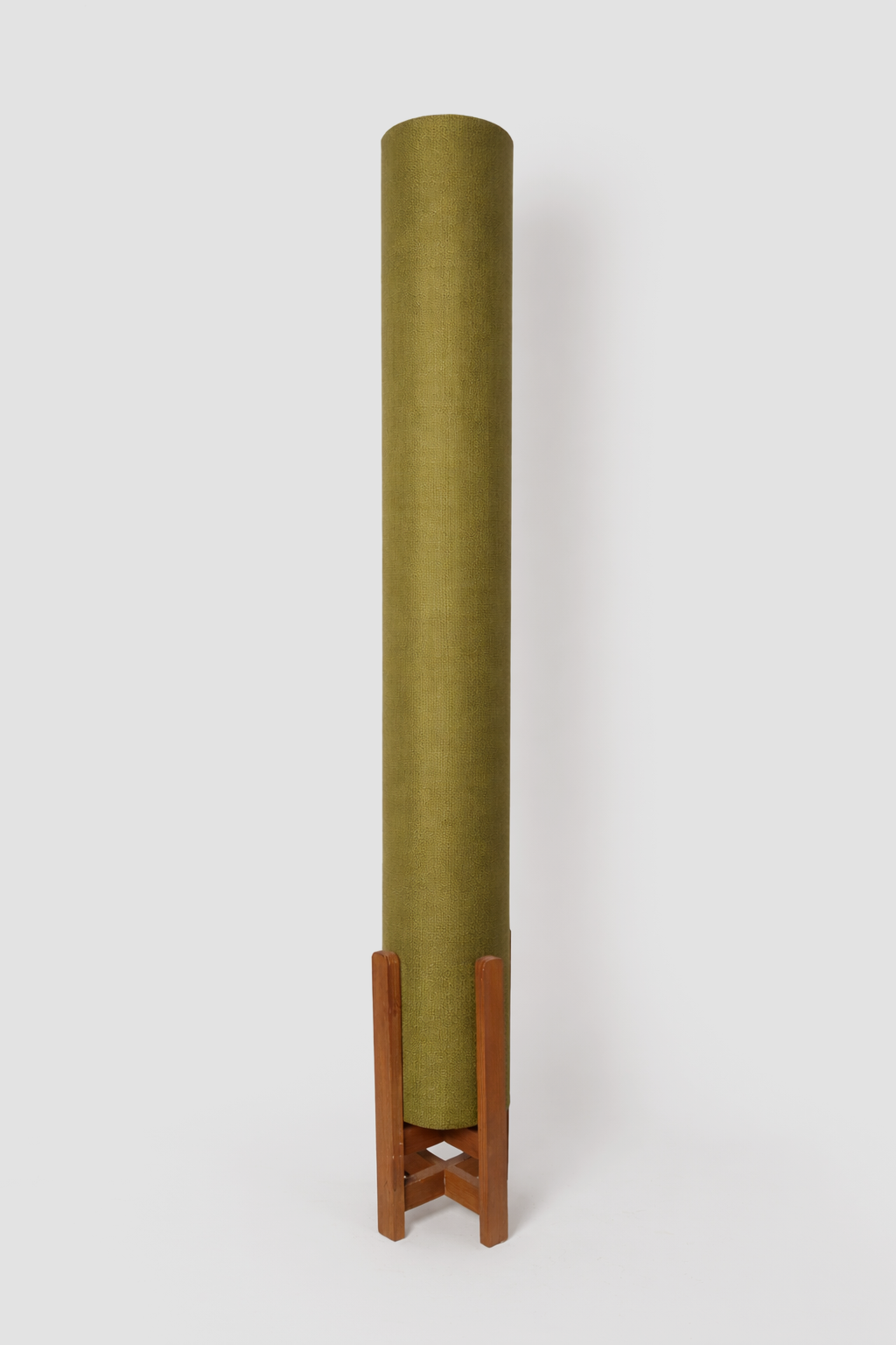 Olive Linen Column Floor Lamp: Mid-Century Modern