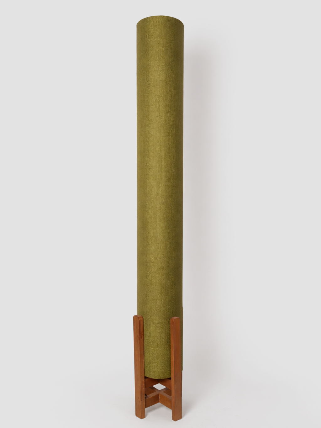 Olive Linen Column Floor Lamp: Mid-Century Modern