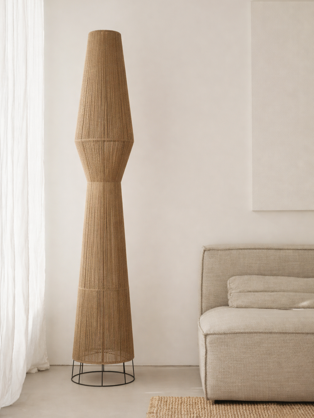 Totem Linen Column Floor Lamp: Boho Style