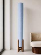light sky blue Linen Column Floor Lamp: Mid-Century Modern
