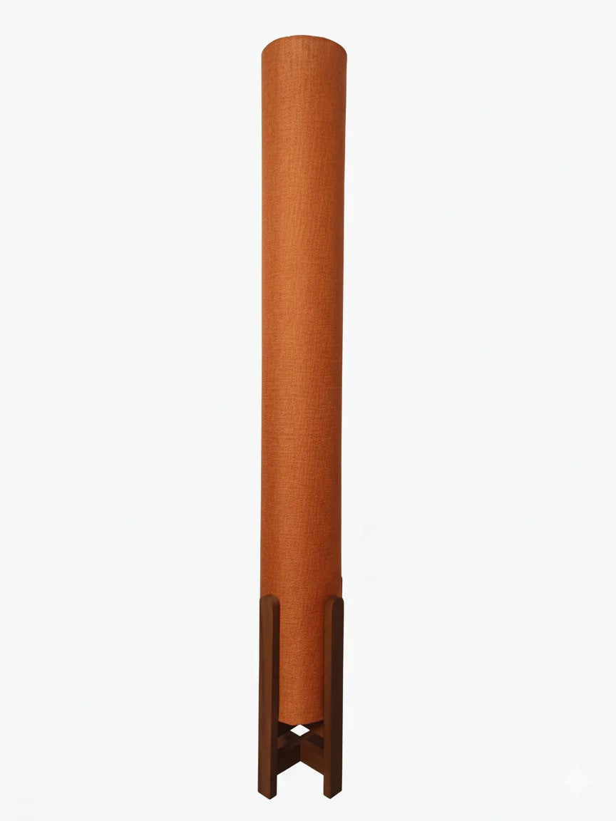 Burnt Orange Linen Column Floor Lamp: Mid-Century Modern