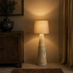 Ivory Canvas Pottery Floor Lamp