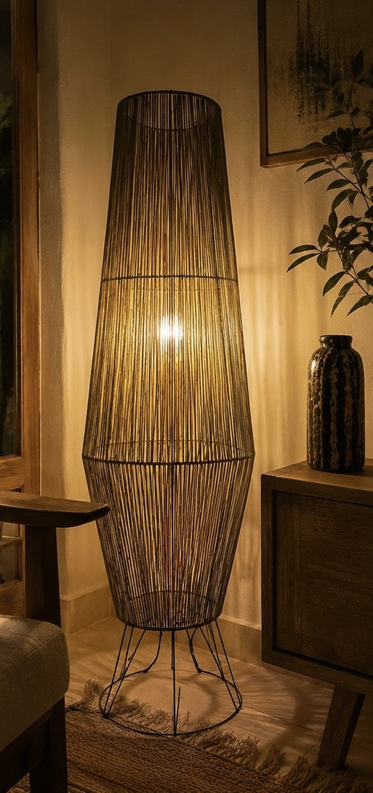 Pear Boho Style Floor Lamp - Green