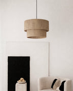 Layered Natural Jute Pendant Light: Double Boho Style Design