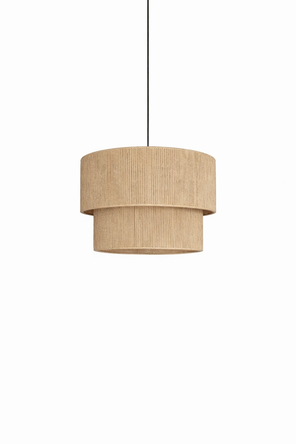 Layered Natural Jute Pendant Light: Double Boho Style Design