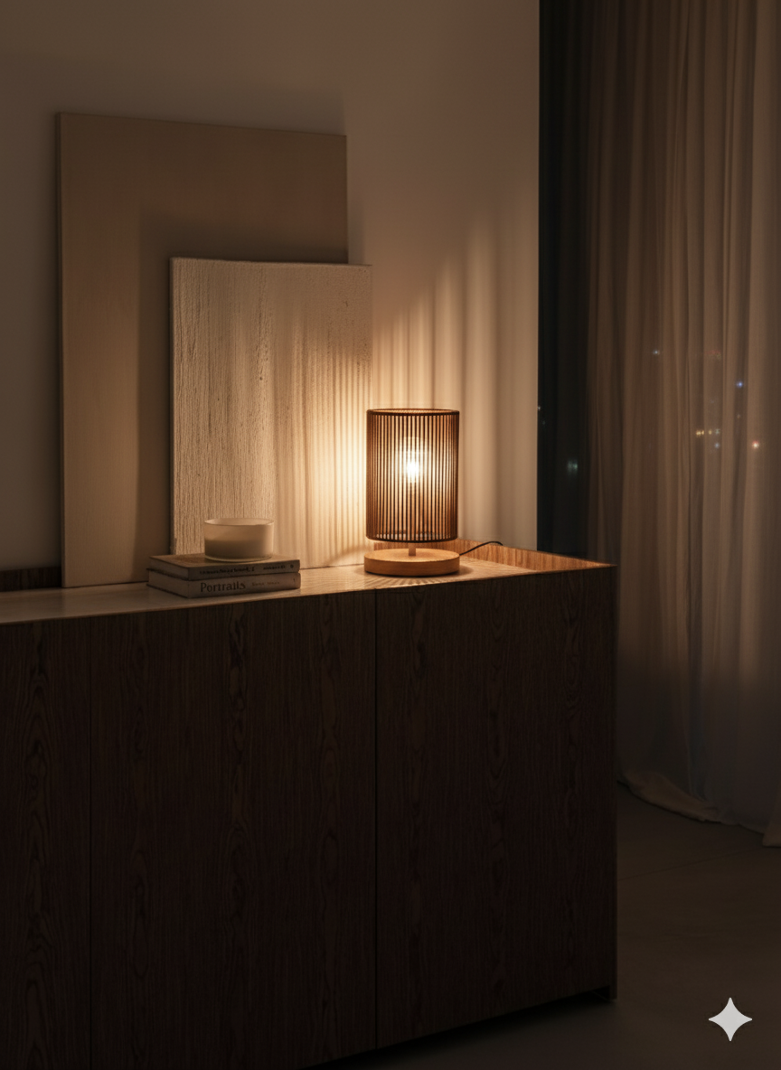 Cylinder Woven Rope Table Lamp: Mid-Century Texture