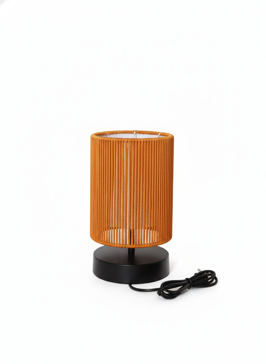 Burnt Orange Woven Table Lamp: Bold & Modern