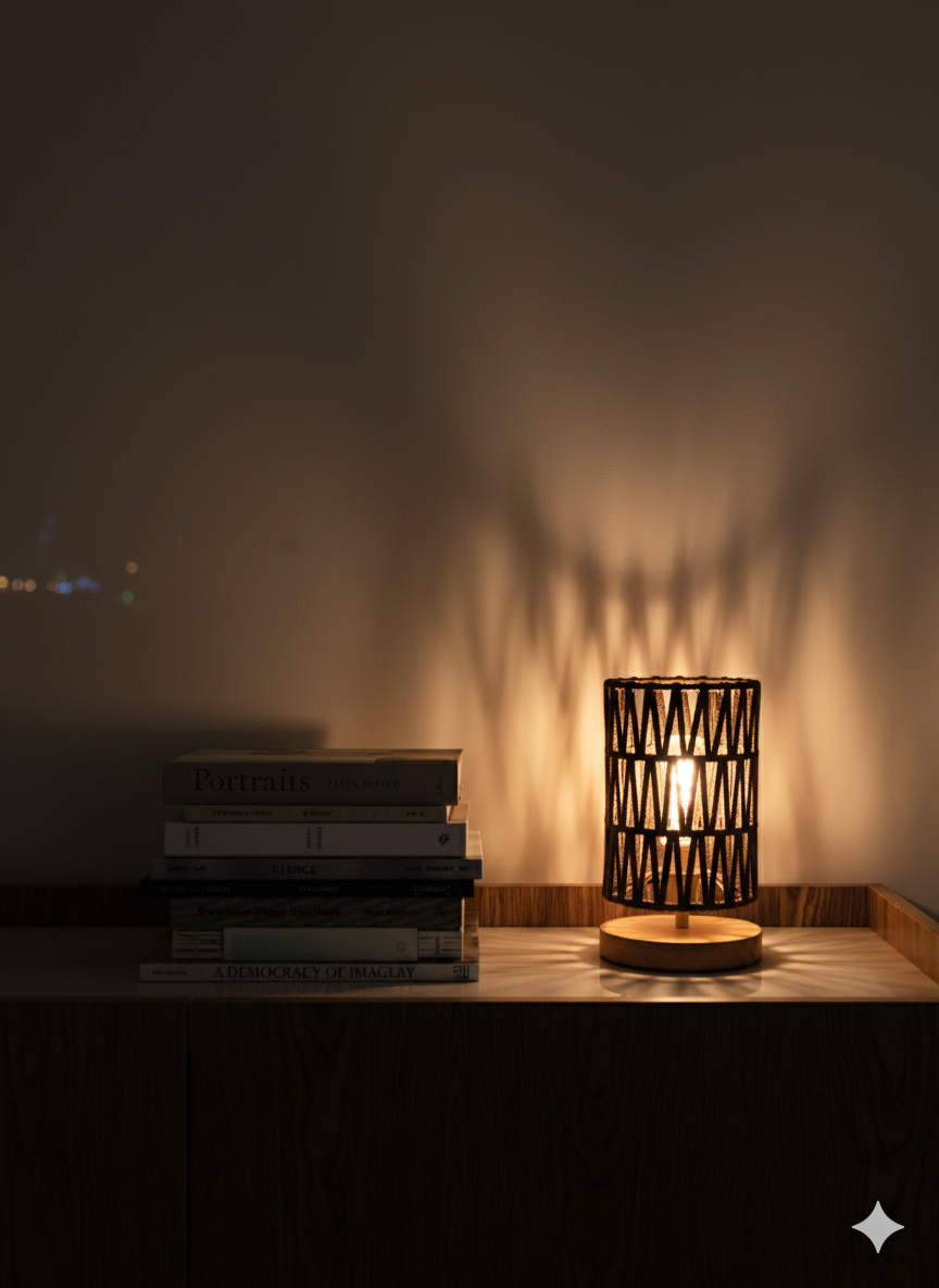 Artisan Woven Rope Table Lamp: Textural Accent