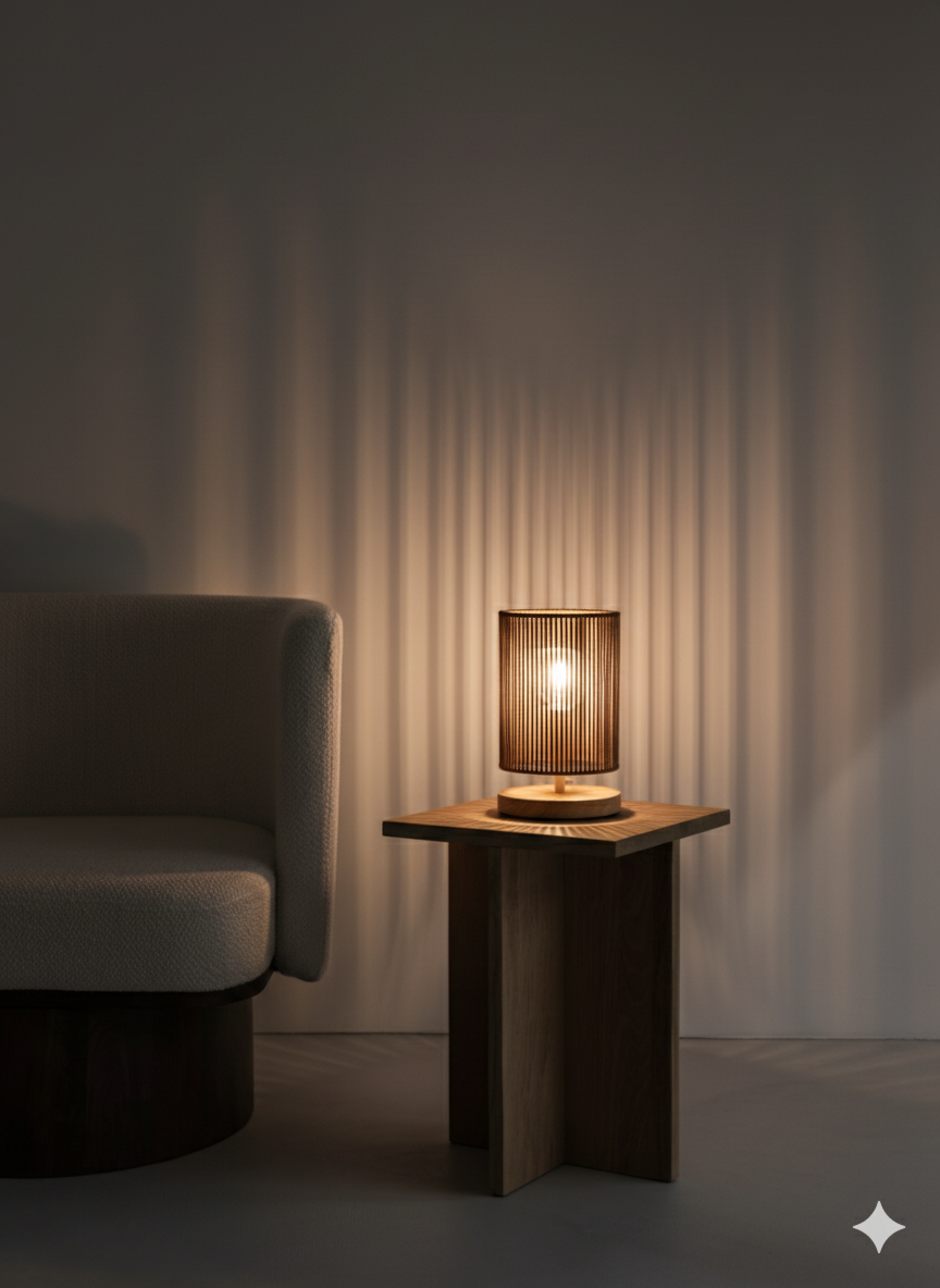 Cinnamon Rope Table Lamp: Textured Cylinder Design