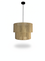 Layered Natural Jute Pendant Light: Double Boho Style Design