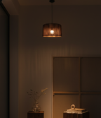 Mocha Drum Pendant Light: Rich Woven Texture in a Single Boho Style