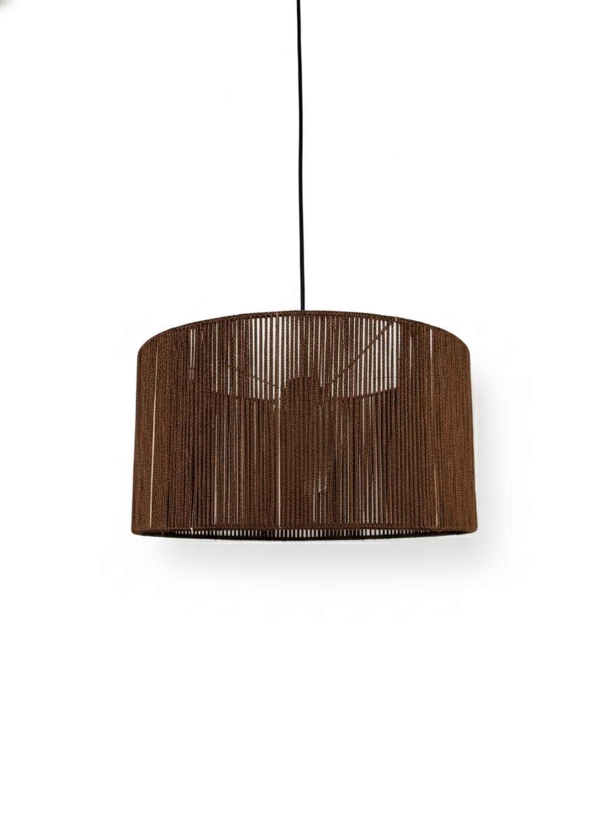 Mocha Drum Pendant Light: Rich Woven Texture in a Single Boho Style