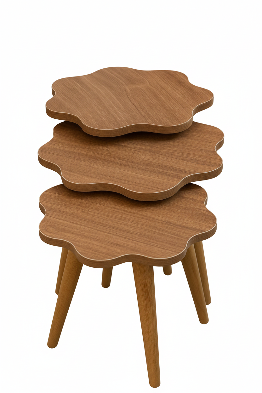 Bloom Flower-Shaped Nesting Tables: Whimsical Floral Design – Set of 3