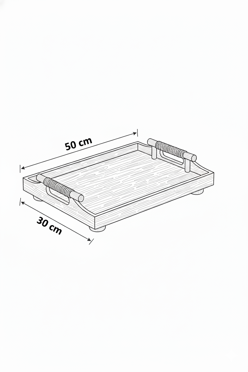 Rustic Wood Tray – Jute Wrapped Handles