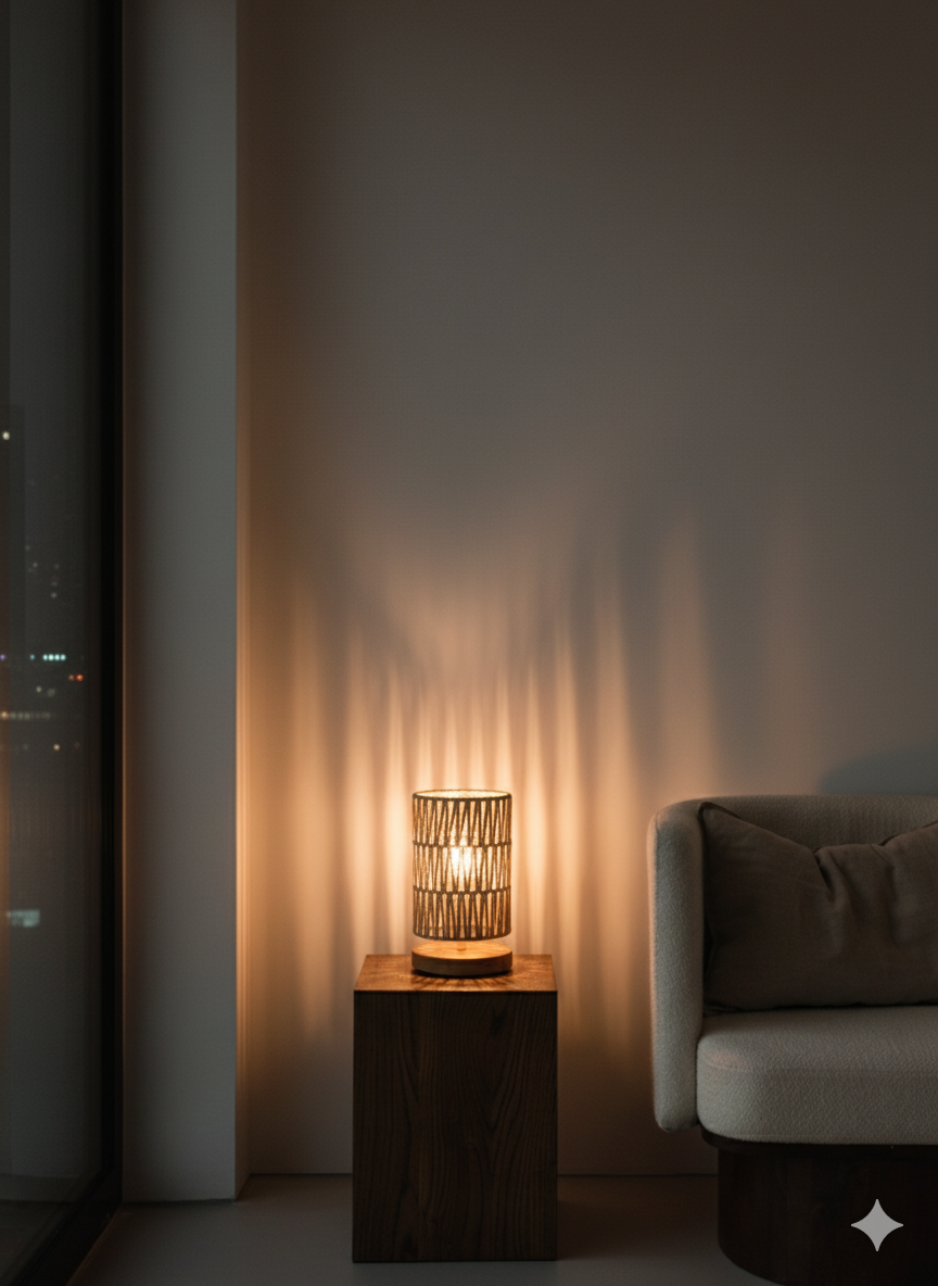 Seashell Woven Rope Table Lamp: Coastal Texture