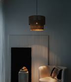 Layered Natural Jute Pendant Light: Double Boho Style Design