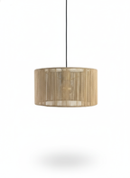 Sugary Beige Drum Pendant Light: Soft Woven Texture in a Single Boho Style