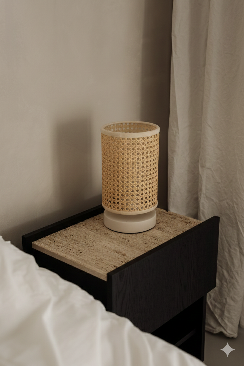 Cane Webbing Table Lamp: Natural Texture