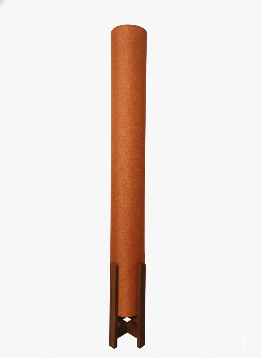 Modern Beechwood Floor Lamp in Burnt Orange