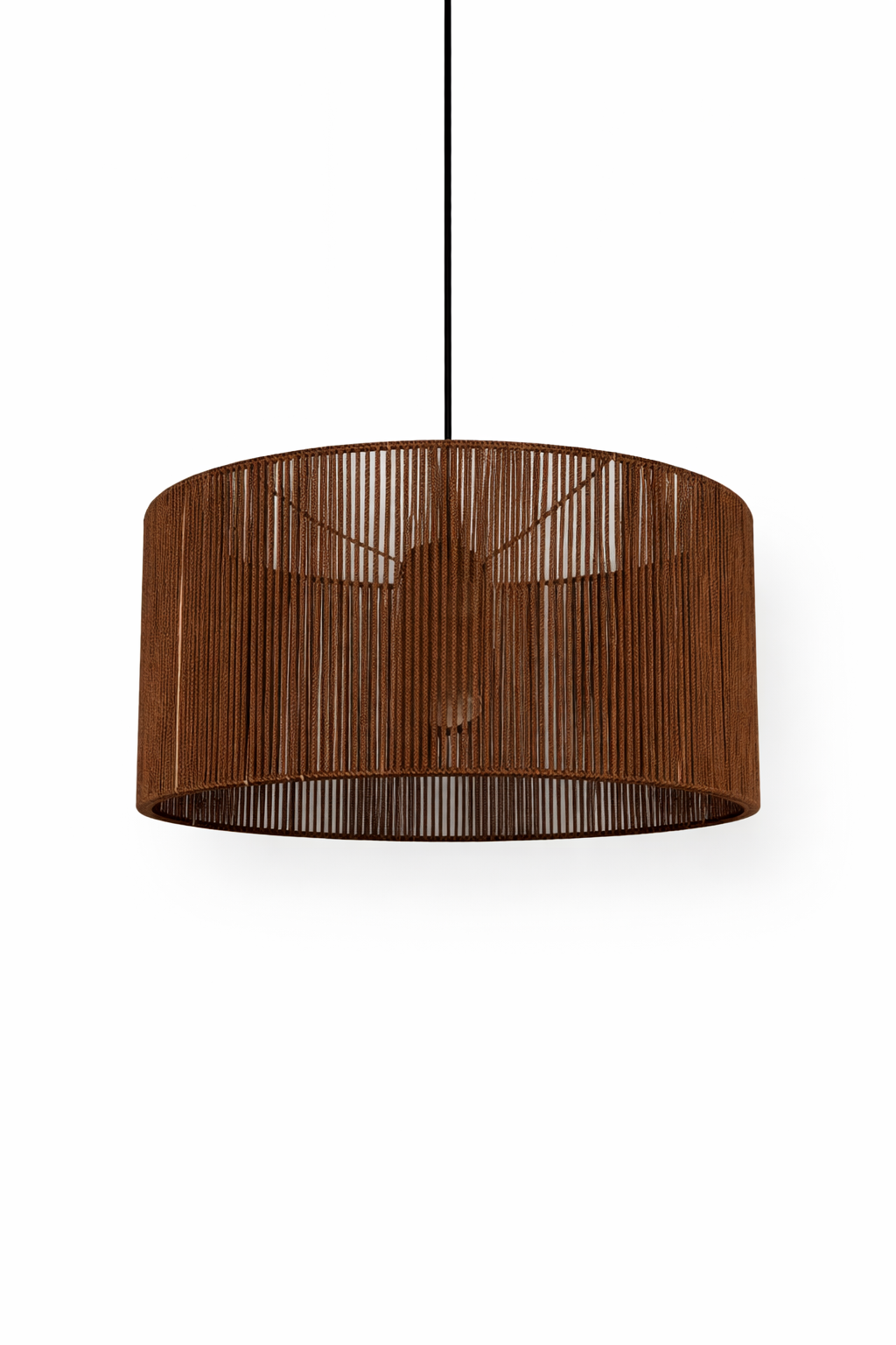 Mocha Drum Pendant Light: Rich Woven Texture in a Single Boho Style