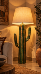 Patina Green Cactus Pottery Floor Lamp 120cm