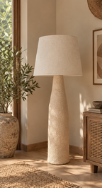 Dune Glow Pottery Floor Lamp — Sand Beige 115cm