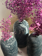 Pottery Textured Vase Set of 3 – Charcoal Black & Antique Silver