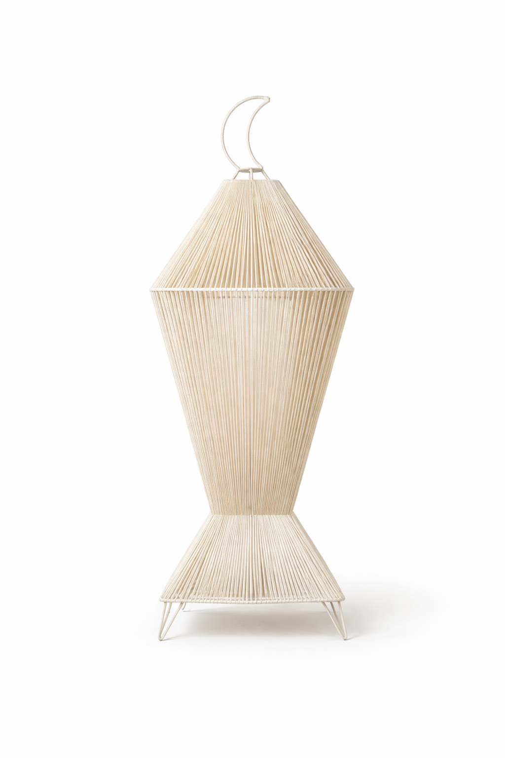 Off White Linen Lantern Floor Lamp