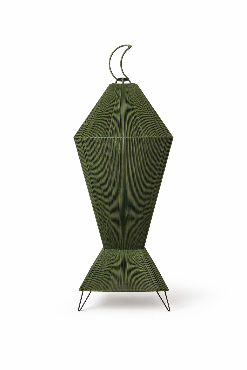 Olive Linen Lantern Floor Lamp