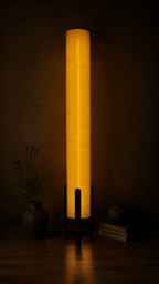 Olive Linen Column Floor Lamp: Mid-Century Modern
