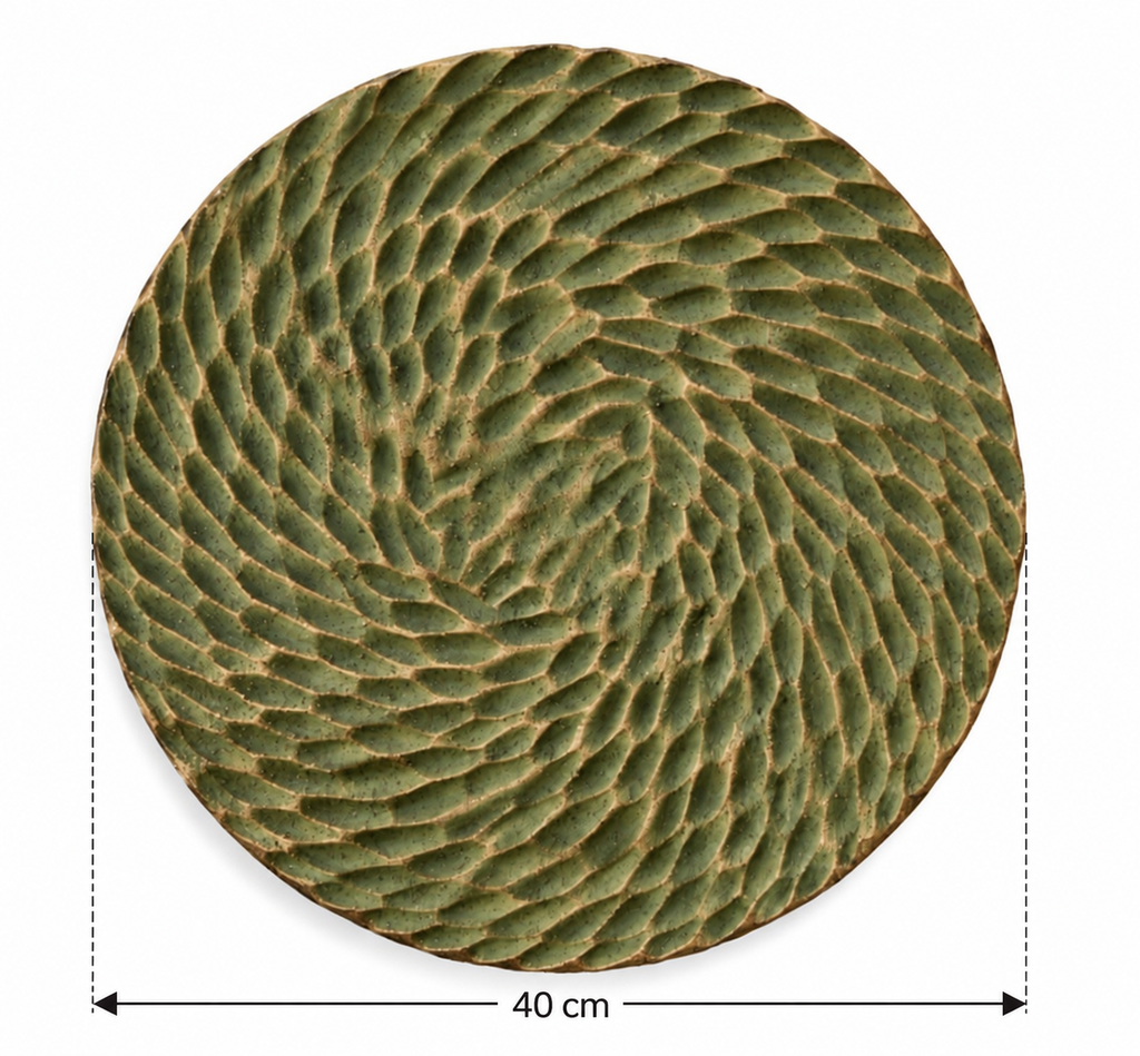 Olive Swirl Green Pottery Wall Plate