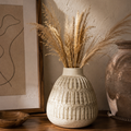 Textured Ribbed Ceramic Vase