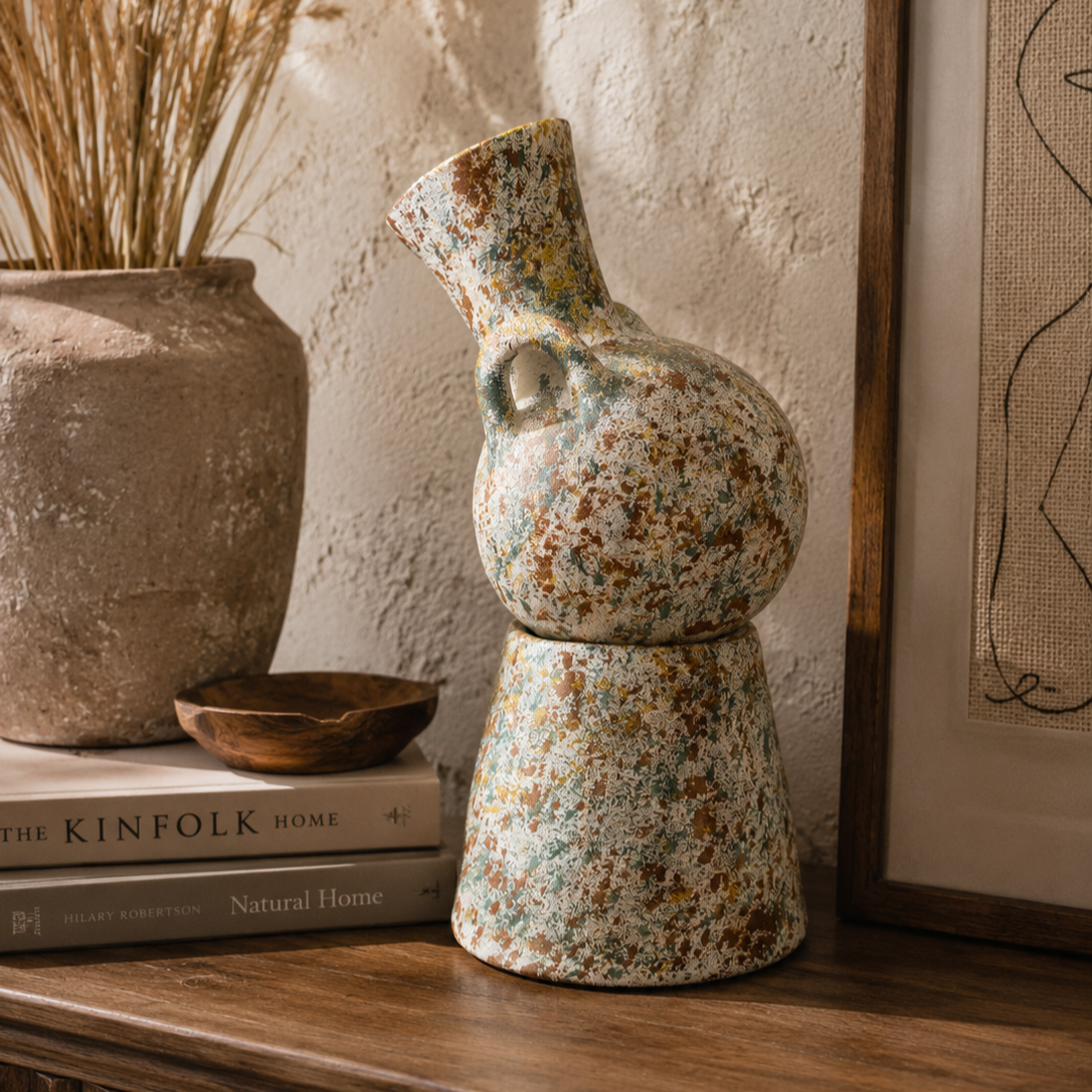 Sculptural Patina Pitcher Vase