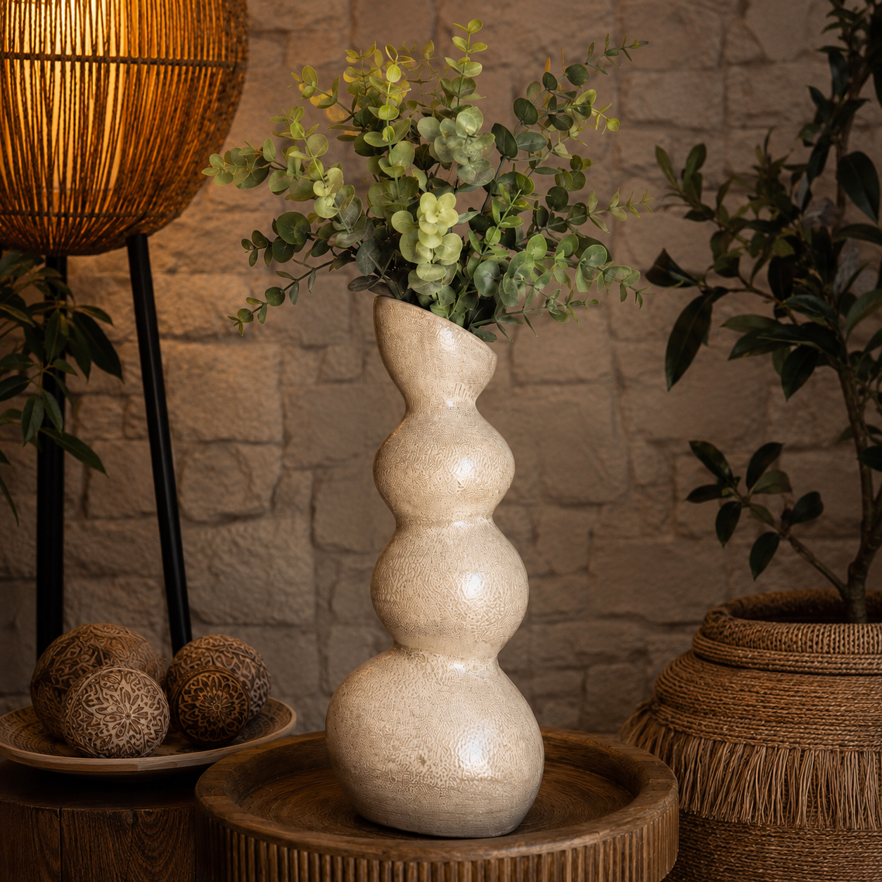 Ivory Totem Sculptural Vase