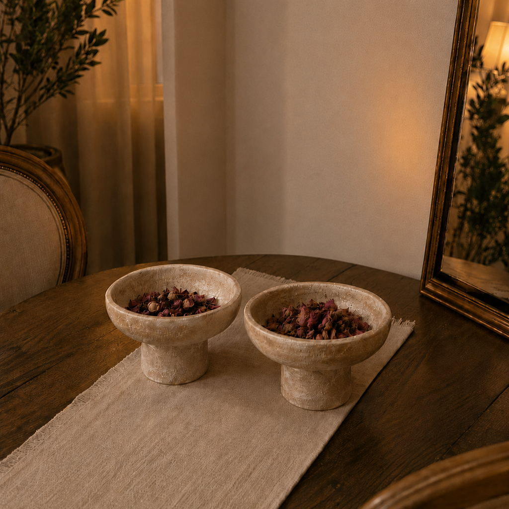 Terra Pedestal Decorative Bowls – Set of 2