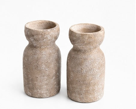 Terra Stone Candle Holders – Set of 2