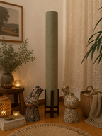 Pistachio Linen Column Floor Lamp: Mid-Century Modern