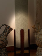 Pistachio Linen Column Floor Lamp: Mid-Century Modern