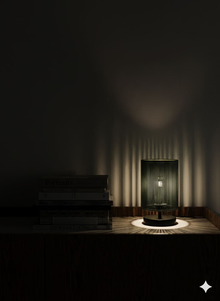 Green Jute Woven Rope Table Lamp: Metal Base