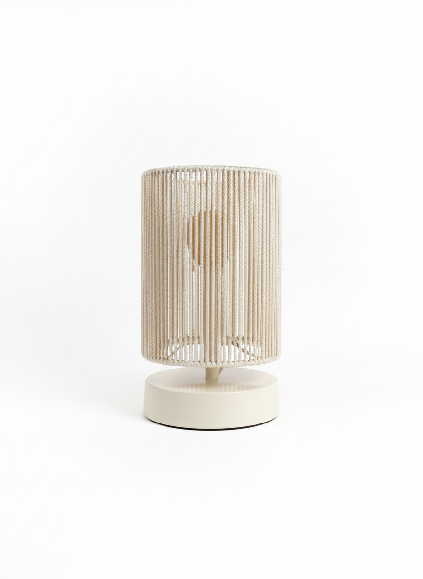 Natural Jute Woven Rope Table Lamp: Metal Base