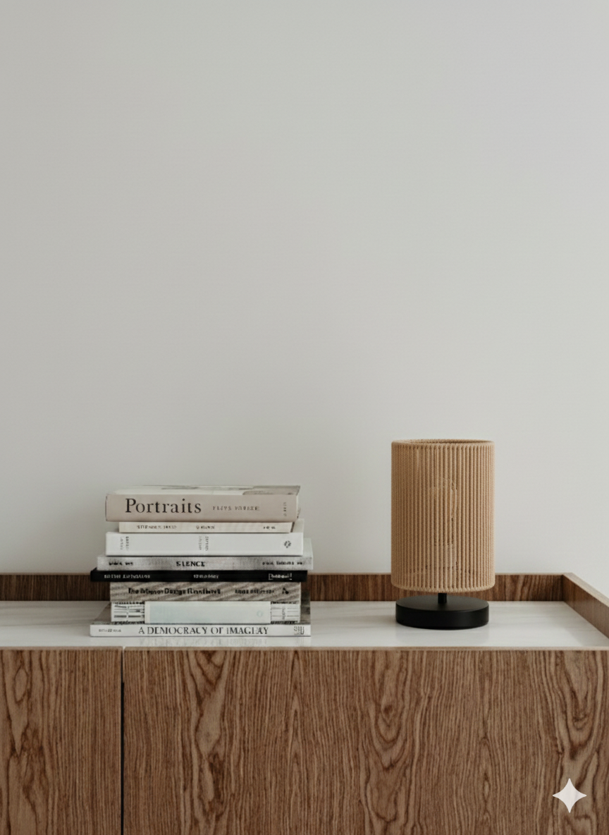 Honey Jute Woven Table Lamp: Metal Base