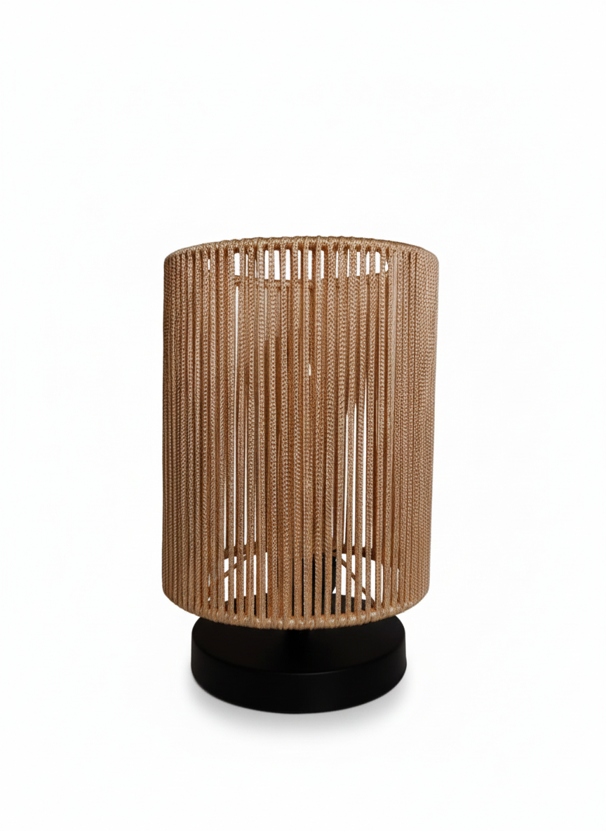 Honey Jute Woven Table Lamp: Metal Base