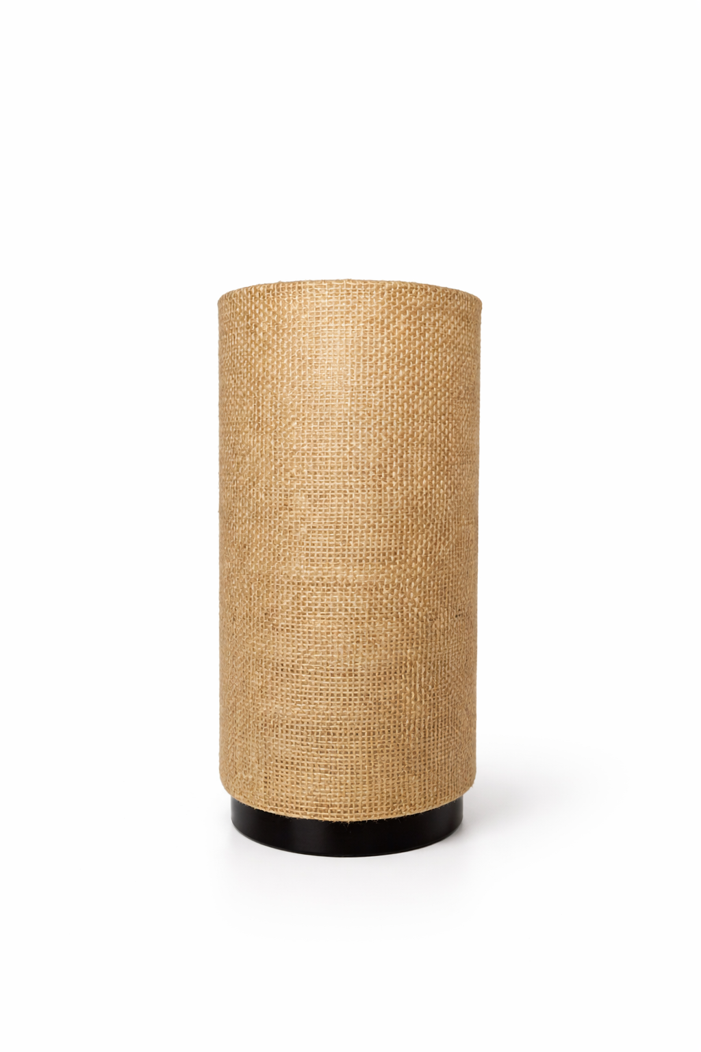 Natural Burlap Linen Cylinder Table Lamp – Metal Base