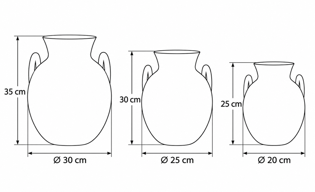 Amphora Pottery Vase Set – Olive Green, Cream & Dark Brown
