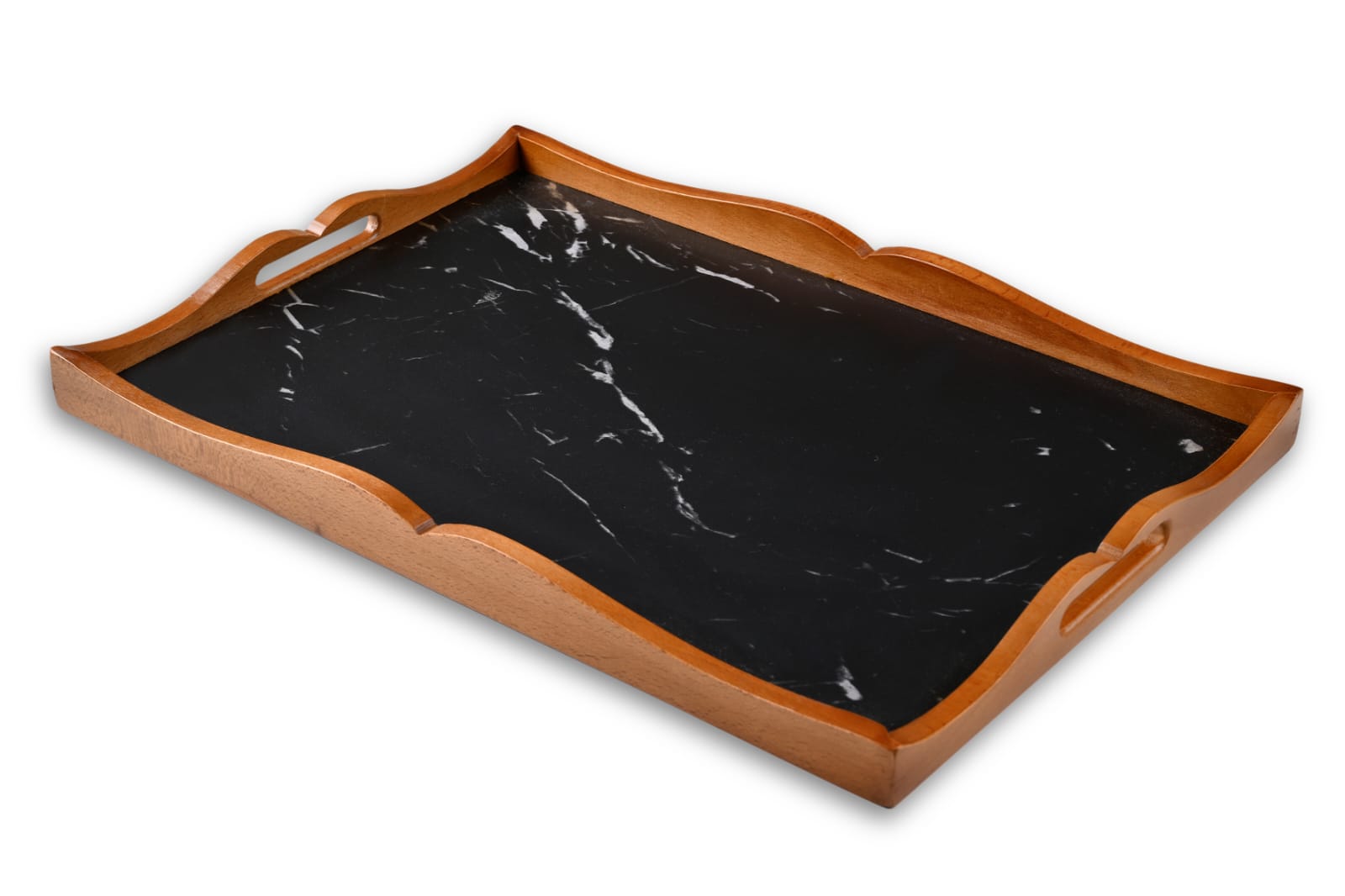 Wooden Tray – Dark Marble Finish Edition