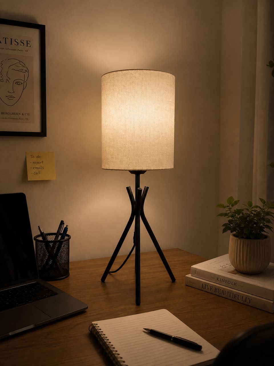 The Apex Tall Cylinder Table Lamp - Black Base
