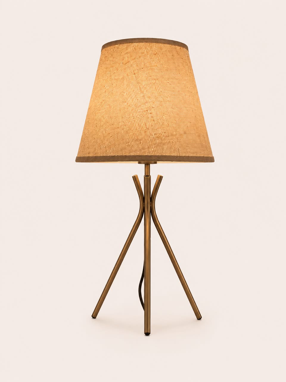The Apex Antique Woven Jute Table Lamp - Brass Base