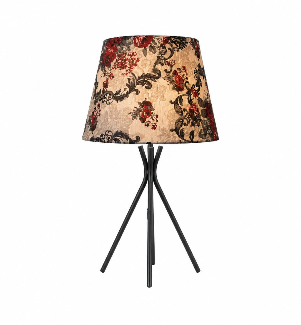 The Apex Baroque Gothic Floral Table Lamp - Black Base