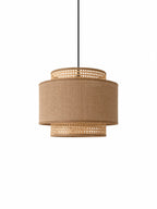 The Natural Cane & Linen Drum Pendant