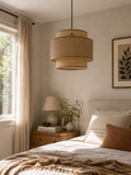 The Natural Cane & Linen Drum Pendant